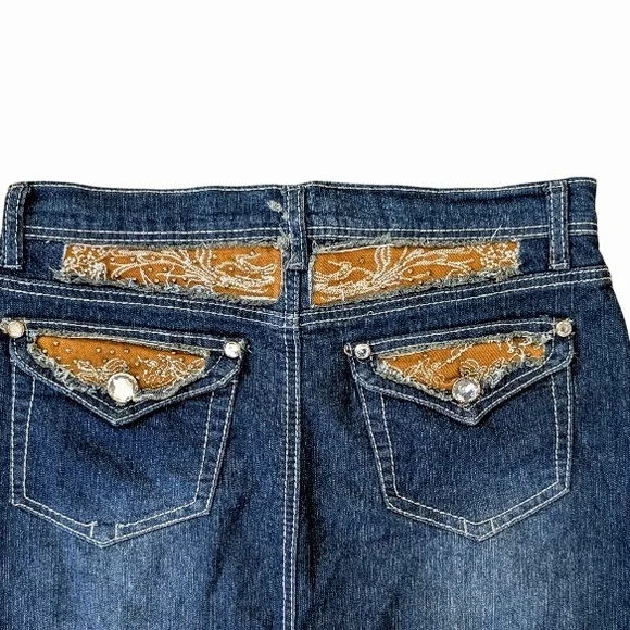 Modest Dark Wash Denim Pencil Skirt, Medium - Picture 3 of 4